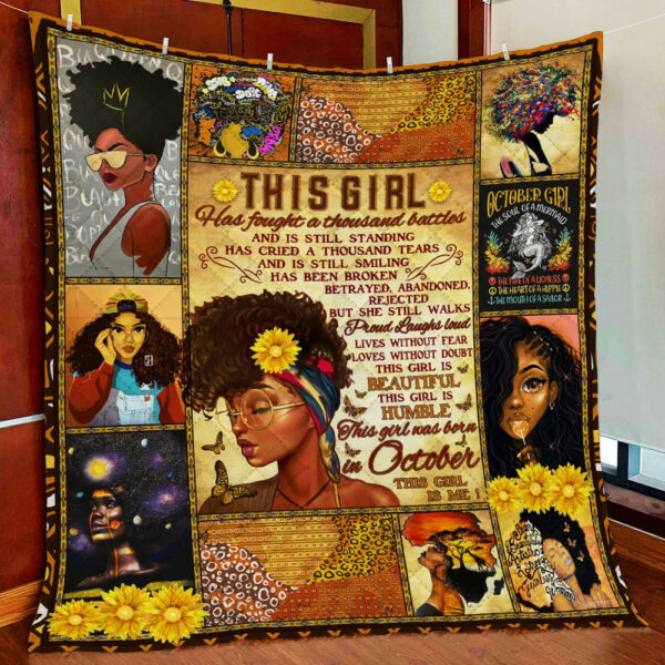 Black Queens Are Born In October Quilt Blanket  Size Single, Twin, Full, Queen, King, Super King