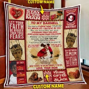 Personalized To My Son, Black Boy Magic, Love Mom Quilt Blanket  Size Single, Twin, Full, Queen, King, Super King