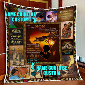 Personalized To My Son. My Black Boy Quilt Blanket  Size Single, Twin, Full, Queen, King, Super King