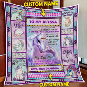 Personalized To My Granddaughter, Unicorn Magic, Love Grandma Quilt Blanket  Size Single, Twin, Full, Queen, King, Super King
