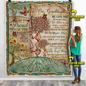 Personalized Grandparents To Granddaughter Quilt Blanket  Size Single, Twin, Full, Queen, King, Super King