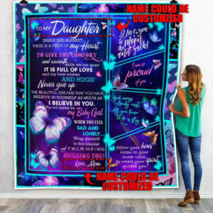 Personalized To Daughter. Granddaughter Butterfly Quilt Blanket  Size Single, Twin, Full, Queen, King, Super King