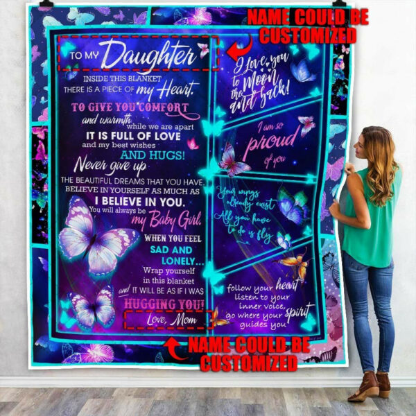Personalized To Daughter. Granddaughter Butterfly Quilt Blanket  Size Single, Twin, Full, Queen, King, Super King