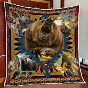Bear Paw Blanket  Bear Native American Bearpaw Quilt Blanket Size Single, Twin, Full, Queen, King, Super King