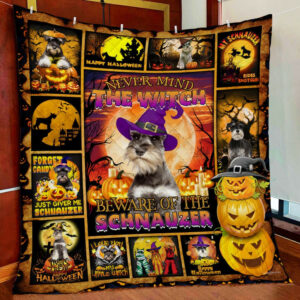 Dog Halloween Decorations  Beware Of The Schnauzer Quilt Blanket Size Single, Twin, Full, Queen, King, Super King