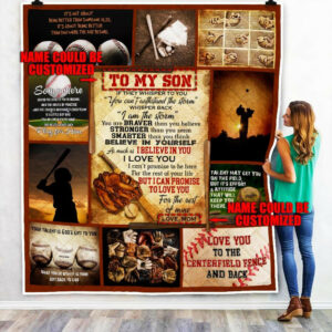 Personalized To Son. Grandson. Baseball Quilt Blanket  Size Single, Twin, Full, Queen, King, Super King