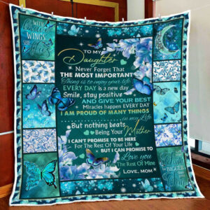 To Daughter. With Brave Wings She Flies. Butterfly Quilt Blanket  Size Single, Twin, Full, Queen, King, Super King