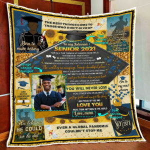 Personalized Im So Proud Of You My Black Boy, Senior 2021 Graduation Quilt Blanket  Size Single, Twin, Full, Queen, King, Super King