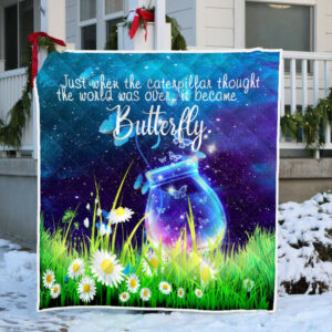 Blue Galaxy Butterfly Quilt Blanket TTV215Q Size Single, Twin, Full, Queen, King, Super King