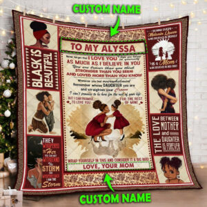 Personalized To My Daughter, Black Girl Magic, Love Mom Quilt Blanket  Size Single, Twin, Full, Queen, King, Super King