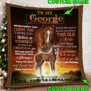 Personalized To My Son/Grandson, This Old Horse Will Always Have Your Back Quilt Blanket  Size Single, Twin, Full, Queen, King, Super King