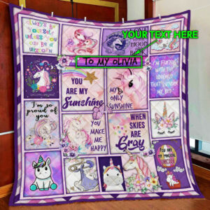 Personalized Sunshine Unicorn Quilt Blanket  Size Single, Twin, Full, Queen, King, Super King
