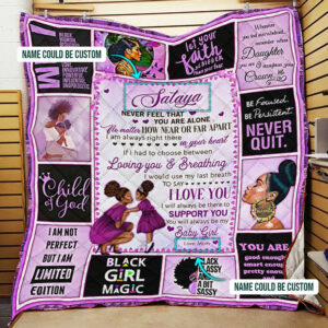 Personalized I Will Always Be There To Support You, Black Woman, Purple Ver Quilt Blanket  Size Single, Twin, Full, Queen, King, Super King