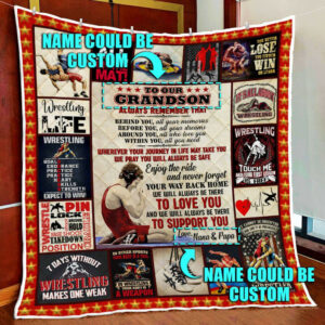 Personalized Wrestling Quilt Blanket  Size Single, Twin, Full, Queen, King, Super King