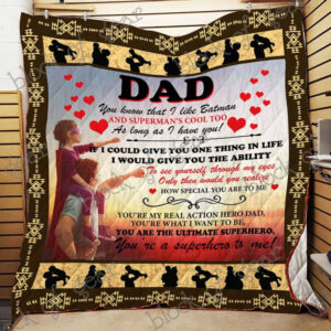 Dad is My Superhero Quilt N71  Quilt Blanket Size Single, Twin, Full, Queen, King, Super King