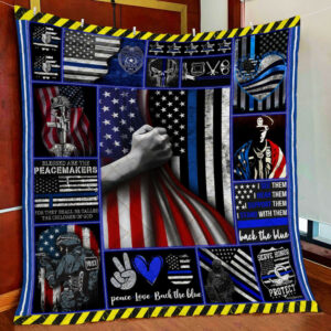 Peacemakers Thin Blue Line Quilt Blanket  Size Single, Twin, Full, Queen, King, Super King