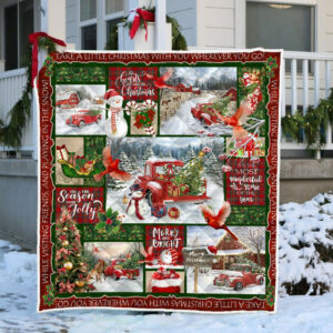 Red Truck Christmas Quilt Blanket THH3402Q Size Single, Twin, Full, Queen, King, Super King