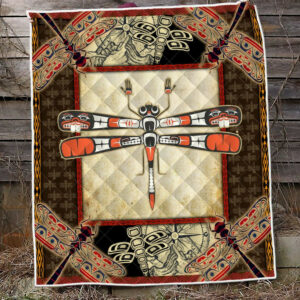 Dragonfly Quilt Blanket Haida Dragonfly Native American QNK801Qv7 Size Single, Twin, Full, Queen, King, Super King