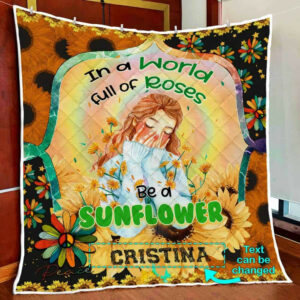 Personalized Beautiful Sunflower Hippie Quilt Blanket  Size Single, Twin, Full, Queen, King, Super King
