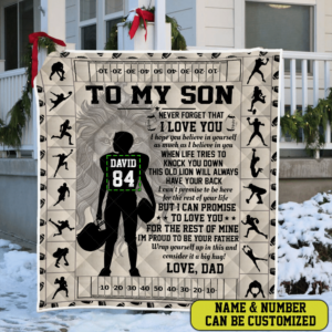 Personalized Quilt Blanket Football To Son Im Proud To Be Your Father DDH2933QCT Size Single, Twin, Full, Queen, King, Super King