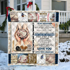 Baseball Quilt Blanket For Grandson You Can Do Anything ANL09Qv1 Size Single, Twin, Full, Queen, King, Super King