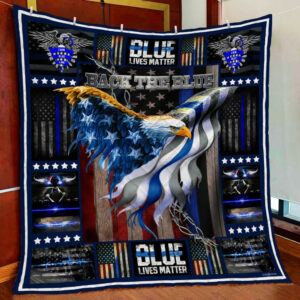 Eagle American Thin Blue Line Quilt Blanket  Size Single, Twin, Full, Queen, King, Super King