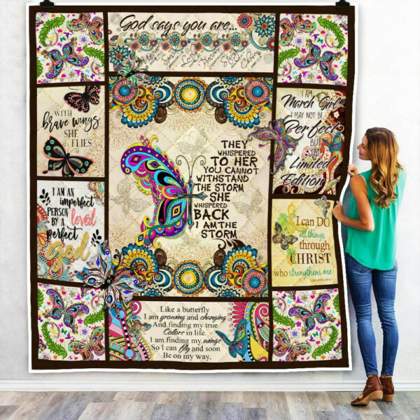 Personalized Butterfly. I Am The Storm Quilt Blanket  Size Single, Twin, Full, Queen, King, Super King