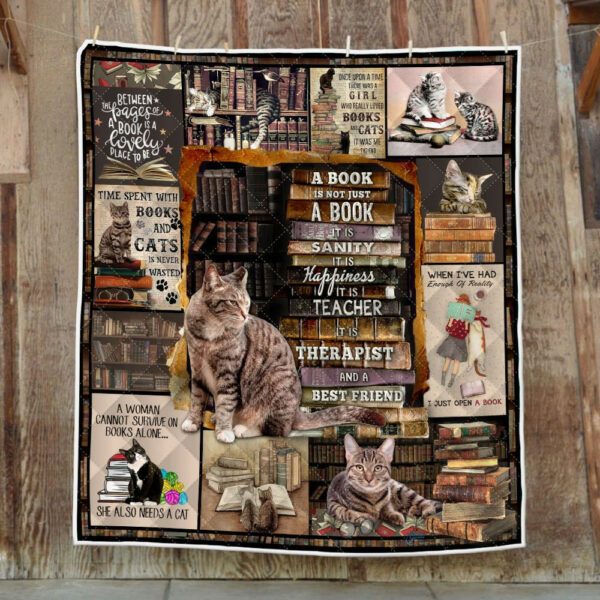 Reading Quilt Blanket Time Spent With Cats And Books Is Never Wasted Bnl299Qs Size Single, Twin, Full, Queen, King, Super King