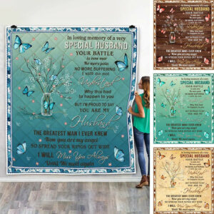 Personalized Angel Husband Butterfly Quilt Blanket  Size Single, Twin, Full, Queen, King, Super King