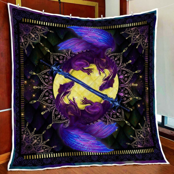 Dragons Of The Moon Quilt Blanket  Size Single, Twin, Full, Queen, King, Super King
