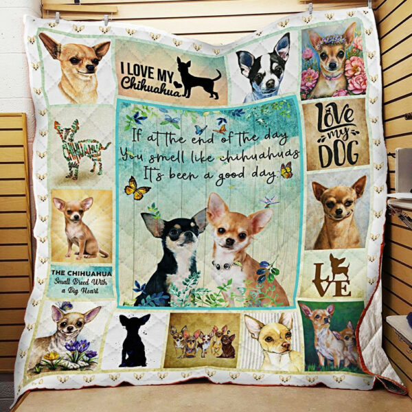 Love Chihuahuas Quilt Blanket  Size Single, Twin, Full, Queen, King, Super King