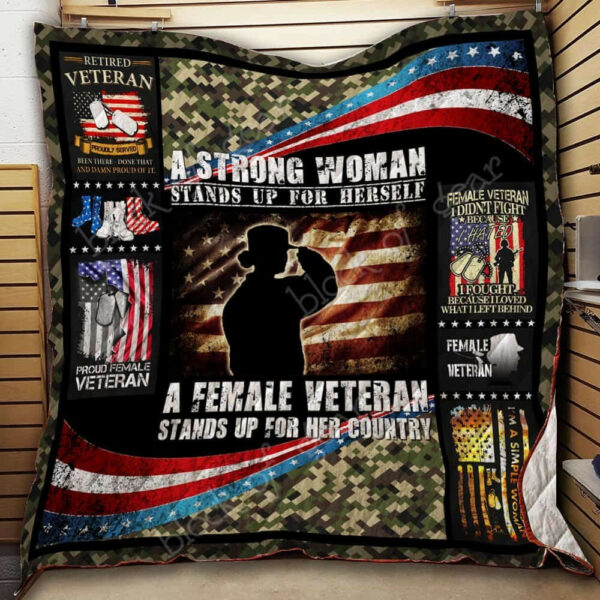 Female Veteran Quilt Th766  Quilt Blanket Size Single, Twin, Full, Queen, King, Super King