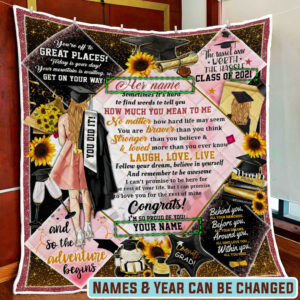 Personalized Girl Senior 2021, And So The Adventure Begin Quilt Blanket  Size Single, Twin, Full, Queen, King, Super King