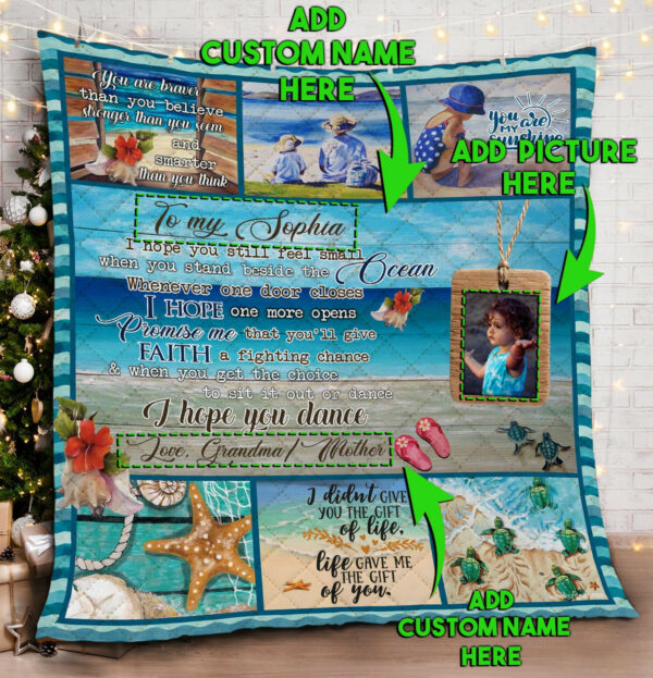 Personalized Baby Girl Beach Life Custom Image Quilt Blanket  Size Single, Twin, Full, Queen, King, Super King