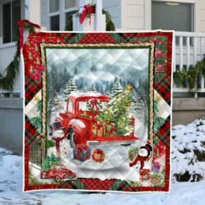 Red Truck Christmas Quilt Blanket PSL853Qv4 Size Single, Twin, Full, Queen, King, Super King