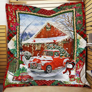 Red Truck Christmas Quilt Blanket PSL853Q Size Single, Twin, Full, Queen, King, Super King