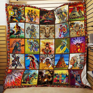 Pow Wow  Native American Quilt Blanket  Size Single, Twin, Full, Queen, King, Super King