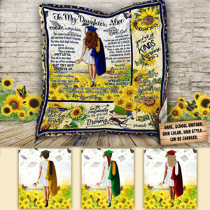 Personalized To My Daughter. Graduation Class Of 2021 Quilt Blanket  Size Single, Twin, Full, Queen, King, Super King