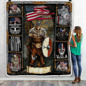 Personalized American Viking Quilt Blanket  Size Single, Twin, Full, Queen, King, Super King