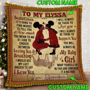 Personalized To My Granddaughter, Proud Melanin Quilt Blanket  Size Single, Twin, Full, Queen, King, Super King