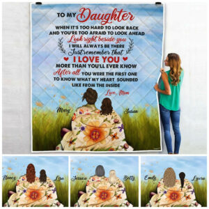 Personalized Mom And Daughter Quilt Blanket  Size Single, Twin, Full, Queen, King, Super King