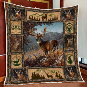 Deer Hunting Quilt Blanket  Size Single, Twin, Full, Queen, King, Super King