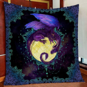 Dragon Of The Moon Quilt Blanket  Size Single, Twin, Full, Queen, King, Super King