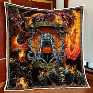 Put Something Exciting Between Your Legs. Biker Quilt Blanket  Size Single, Twin, Full, Queen, King, Super King