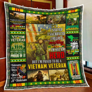 Proud To Be A Vietnam Veteran Quilt Blanket  Size Single, Twin, Full, Queen, King, Super King