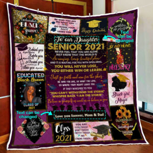 Personalized Black Queen Senior 2021, Happy Graduation Quilt Blanket  Size Single, Twin, Full, Queen, King, Super King