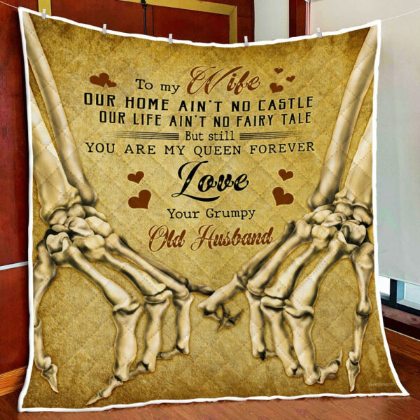 Skull Love You Are My Queen Forever Quilt Blanket  Size Single, Twin, Full, Queen, King, Super King