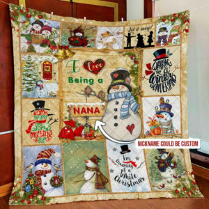 Personalized Snowman. I Love Being Quilt Blanket  Size Single, Twin, Full, Queen, King, Super King