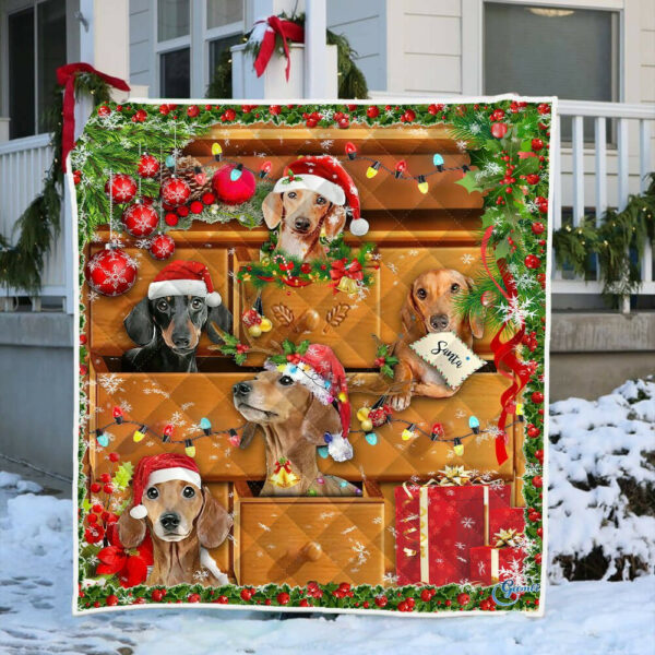 Dachshund Dog Quilt Blanket Christmas Cabinet Ntt135Q Size Single, Twin, Full, Queen, King, Super King