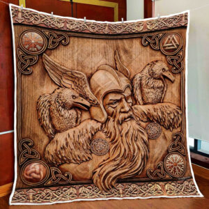 Powerful Ravens Of Odin Quilt Blanket  Size Single, Twin, Full, Queen, King, Super King
